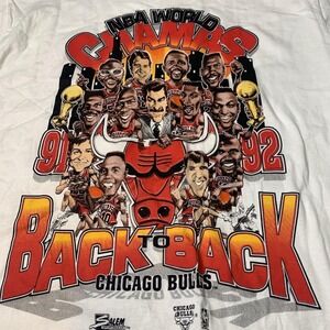 Vintage 90s Chicago Bulls 1991-92 Back to Back Champs Single Stitch USA Tee XL